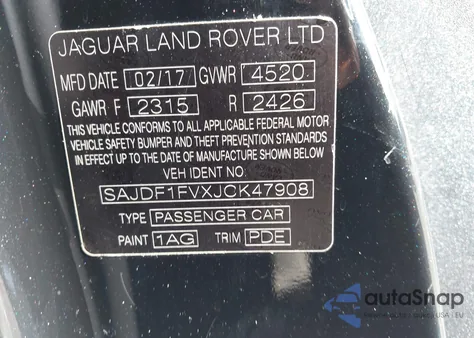 2018 Jaguar F-Type R-Dynamic из США, поврежденный, VIN SAJDF1FVXJCK47908